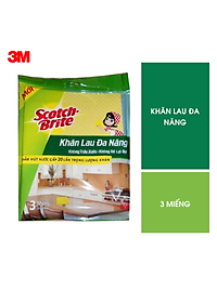 Combo 3 Khăn lau đa năng Scotch-Brite 3M 32x26cm không gây trầy xước, thấm hút nước gấp 20 lần, độ bền cao