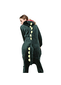Bộ đồ thú Khủng Long xanh liền thân lông mịn Pijama dành Cho Người Lớn và Trẻ Em Đầy Đủ Các Kích Cỡ kiểu dáng Động Vật Hoạt Hình Cosplay