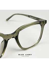 Gọng Kính Cận, Kính Giả Cận Nam Nữ Cao Cấp, Gọng Nhựa Cốt Thép, Mắt Vuông To Trơn, Đen, Xanh Lá, Xám Trong - BLUE LIGHT