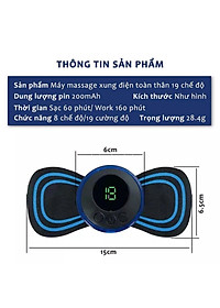 Miếng Massage Xung Điện Cổ Vai Gáy, Bắp Tay, Lưng Bằng Sung Điện đỡ đau Nhức Hiệu Qủa -Máy mat sa thân hình 10 Chế Độ