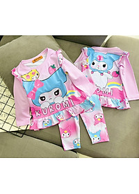 Đồ bộ ngủ dài tay cho bé gái kuromi hello kitty từ 12-40kg chất thun lạnh mềm mịn mát