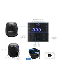 Nồi Chiên Không Dầu Điện Tử Lock&Lock EJF296BLK (7.2 Lít) - Hàng Chính Hãng - Kèm Chảo Nướng Và Ống Hút Thẳng Inox