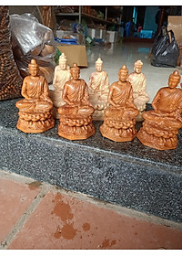 Tượng phật thích ca mini để xe ôtô bằng gỗ hương đá kt 15×9×9cm