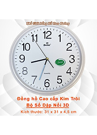 Đồng hồ Treo Tường Cao cấp KIM TRÔI EASTAR Tròn 31cm - Số Nổi 3D - Tặng Pin Maxell - BH 1 Năm