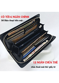 Ví dài cầm tay da bò Mill cao cấp Bụi Leather C104 - Bảo hành 12 tháng