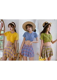 Đồ Bơi Nữ Hai Mảnh Tôn Dáng Trẻ Trung AT185 MayHomes, Áo Bơi Lưng Cao, Quần Bơi Váy Xòe