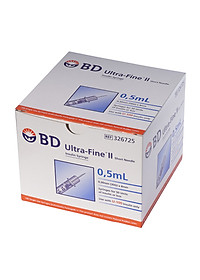 Hộp 100 Cây Bơm Kim Insulin Tiểu Đường 0.5ml BD ULTRA - FINE II SHORT NEEDLE 0.5ML/U100 - Chính hãng Made in USA