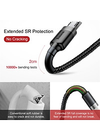 Cáp sạc nhanh đảo được đầu Baseus Cafule Micro USB v2 cho Smartphone Android Samsung/ Xiaomi/ Oppo/ Asus/ Huawei (dòng tối đa 2.4A, Quick charge 3.0) - Hàng chính hãng