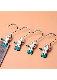 Móc Treo Đồ Có Kẹp Chống Trượt, Kẹp Đơn Phơi Quần Áo Đa Năng Bằng Thép Không Gỉ Bọc Nhựa PVC Chắc Chắn - Hàng Chính Hãng MINIIN