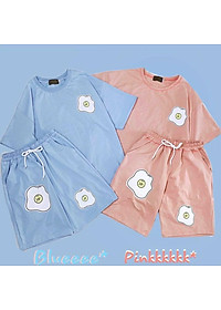 Sét độ bồ nữ nam mặc đi chơi, sét bộ đùi nữ sang chảnh họa tiết trứng chiên mặc mát