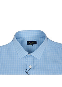 Áo Sơ Mi Nam Công Sở Trung Niên Anton Somianton Xanh Dương Ngắn Tay Kẻ Sọc Vải Sợi Tre   - XNC160