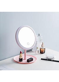Gương Tròn Soi Trang Điểm Để Bàn Có Đèn Led Thông Minh Tích Điện Siêu Hot- Thiết Kế Hiện Đại- Hàng Chính Hãng MINIIN