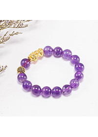 Vòng Tay Nam Đá Thiên Nhiên Phối Charm Tỳ Hưu Bạc Mạ Vàng 24K 12mm - Ngọc Quý Gemstơnes