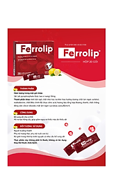 Sắt Bột Buccal Tan Ngay Trong Miệng Ferrolip ( hộp 20 gói) dự phòng thiếu máu cho người lớn, mẹ bầu 