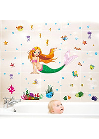 [ Size Lớn ] Decal dán tường kết hợp Nàng tiên cá và những người bạn LC7082+XL7159