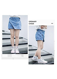 Quần jean ngắn giả váy cho bé gái Easy Baby, váy jean thời trang cho bé từ 14-26kg (JS-425G)