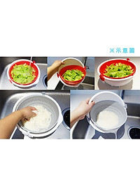 Bộ rổ nhựa đa năng 2 lớp tròn hàng nội địa Nhật Bản