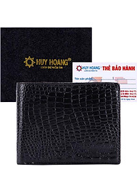 Ví Nam Vân Cá Sấu Huy Hoàng HT2111 (12.5 x 10 cm) - Đen