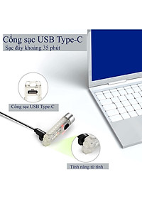 Đèn Pin Mini Siêu Sáng Trong Suốt Kèm Móc Khoá, IP65 Chống Nước Tuyệt Đối Sạc USB Tích Điện Siêu Tiện Lợi