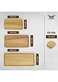 Khay gỗ keo đa năng hình chữ nhật Vibasic, đa dạng kích thước, chụp hình decor đựng đồ trang trí