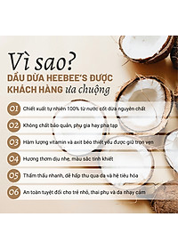 Dầu Dừa Nguyên Chất Ép Lạnh Heebee’s 100% Tự Nhiên, Không Mùi, Đa Năng, Dưỡng Ẩm Da & Tóc 50/150ml