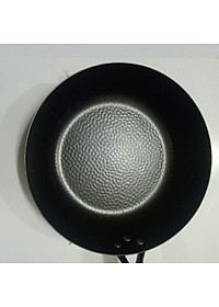 Chảo Thép Rèn Vân Búa Chống Dính Tay Cầm Gỗ Kiểu Nhật Sâu Lòng  Size 28cm Dùng Được Bếp Từ