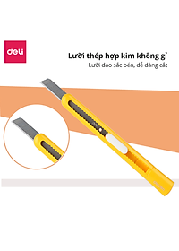Dao rọc giấy mini nhỏ 80mm Deli - 4 màu Xanh dương/ Cam/ Trắng/ Vàng - 2025