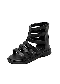 Giày sandal chiến binh cho bé gái 5 - 12 tuổi da mềm khóa kéo thời trang phong cách Hàn Quốc SG48