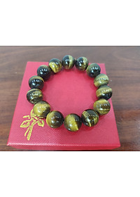 Vòng tay phong thủy đá mắt cọp vàng 14 ly, vòng tay chuỗi đá