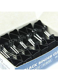 Kẹp bướm, kẹp giấy đen Hồng Hà 19mm (hộp 12 chiếc) - 6633