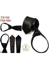 Ca Vat, Caravat, Cà Vạt, Cravat Đen Nam Bản Nhỏ 5Cm Dây Kéo Thắt Sẵn