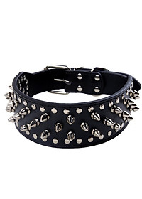 vòng cổ đinh tán hình viên đạn ,vòng cổ chó bằng da pu đinh ngắn tròn