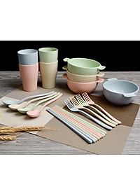 Bộ Khay đựng đồ ăn kèm phụ kiện bằng Lúa Mạch - Hàng Chính Hãng 