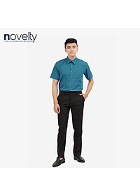 Áo sơ mi nam Slim fit ngắn tay xanh cổ vịt 171424N