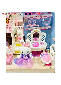 Hộp đồ chơi ngôi nhà búp bê - ngôi nhà của thỏ - phòng ngủ - bàn trang điểm