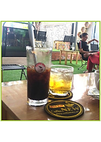 Đế Lót Ly (Nỉ 3 Lớp Cao Cấp) Thêu Logo Nổi Coffee New - Đường kính 9cm - Thấm nước nhanh - Nhỏ, gọn, Đẹp_Coffee New