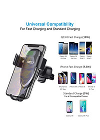 Giá đỡ kiêm Sạc không dây 10W hiệu CHOETECH H-T536S trên xe hơi / ô tô hiệu  (sạc nhanh chuẩn MFI Apple, Công suất 10W, công nghệ Gravity) - Hàng chính hãng