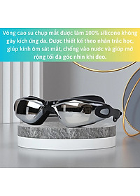 Kính Bơi Tráng Gương kèm bịt tai cao cấp GroFa chống sương mù, chống tia UV Hàng chính hãng - Tặng kèm nón bơi Silicon (Màu ngẫu nhiên)