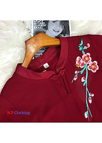 Đồ bộ nữ trung niên đồ bộ cho mẹ mặc nhà ống rộng, áo thêu hoa, vải voan mịn mát, có size lớn