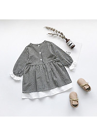 Đầm kẻ caro cho bé gái xinh xắn, 2 lớp cotton thoáng mát, hàng nhập chất đẹp, bé dùng dự tiệc, đi chơi, đi học | MV26