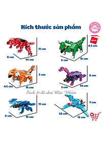 Đồ chơi xếp hình, lắp ráp 6 in 1 Qman 41105 – Chiến binh khủng long (512 mảnh ghép) dành cho bé trai trên 6 tuổi
