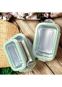 COMBO Bộ 3 Hộp BẢO QUẢN thực phẩm INOX 304 có NẮP. Dụng cụ đựng chứa trữ ĐA NĂNG trong tủ lạnh AN TOÀN SỨC KHOẺ. Thố Lạnh bảo quản thực phẩm tránh mùi, chống hư hao thực phẩm