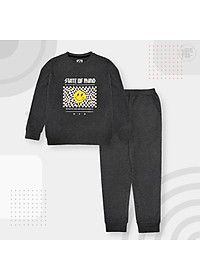 Bộ dài tay bé trai BIGFOX - MISS MEOW size đại, bộ thu đông cho bé phong cách Âu Mỹ hình in Mặt cười 41- 56kg QATE