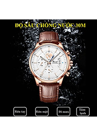Đồng hồ nam chống nước DIZIZID chính hãng dây da cao cấp - Chạy full 6 kim và lịch ngày - Chống nước tốt - Kim dạ quang - Tặng kèm pin dự phòng DZDT69