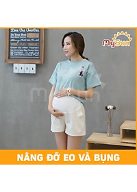 Quần short đùi lưng thun ống rộng dành cho bà bầu mặc mát mùa hè MySun