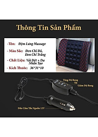 Đệm Tựa Lưng Massage bọc da trên xe oto- Màu Đen Chỉ Đỏ