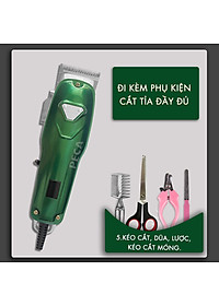 Tông đơ cắt tỉa lông thú cưng chuyên nghiệp Kemei KM-CW22 cắm điện trực tiếp kèm bộ phụ kiện lược, kềm dũa cắt móng thú cưng, lược kéo,...dùng cạo lông chó mèo tiện lợi
