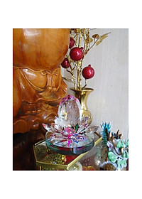 Tượng Phật Bà Quan Âm tòa sen pha lê đa sắc - QA7M