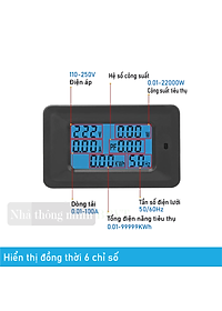 Công tơ,đồng hồ điện tử hiển thị 6 thông số 1 pha 100A/220V, Thiết bị đo công suất 100A,