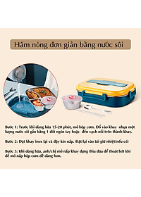 Hộp cơm giữ nhiệt Văn Phòng JIDOSA JD3850 đựng thức ăn 4 ngăn kèm bát đựng canh chống tràn
